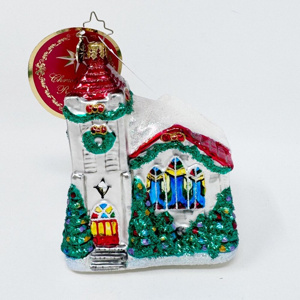 Christopher Radko 'Snowing In Heaven' Church Christmas Ornament #1019428 NEW